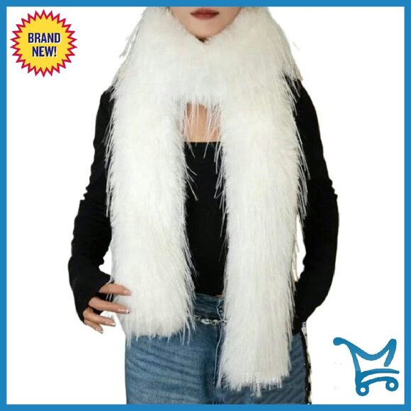 Long Fluffy Faux Fur Scarf Winter Neck Warmer Soft Stole Shawl